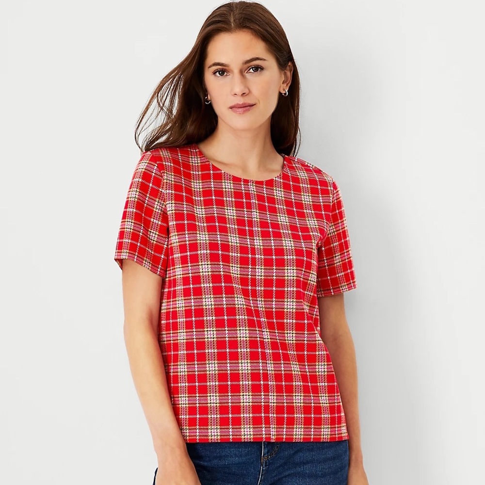 Plaid Knit Top